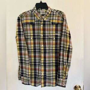 Lucky Brand Mens Medium Plaid Button Front
Long Sleeve Pocket Blue Yellow